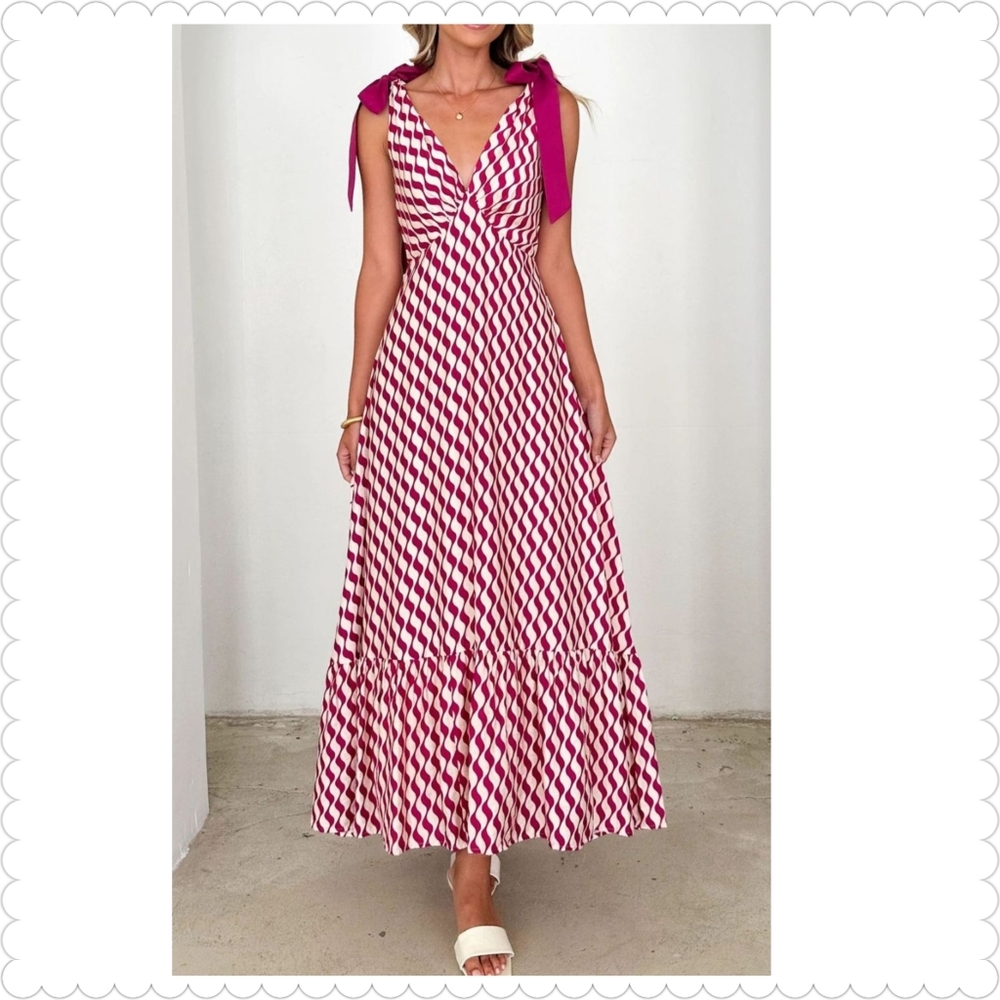 Printed V-Neck Tie Shoulder Cami Dress - Picture 10 of 15